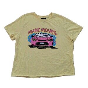 Forever 21 T-Shirt Womens 0X Yellow Making Moves Cropped Novelty Tee Shirt